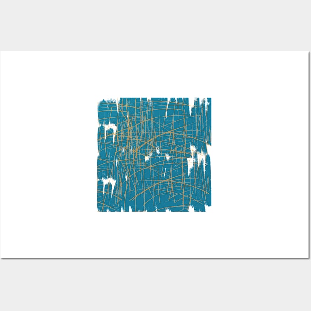 abstract turquoise and yellow lines Wall Art by ulyanaandreeva